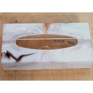 Vintage Plastic Tissue Box Cover Brown Marbled Top With Clear Bottom 10x5x2.5 In